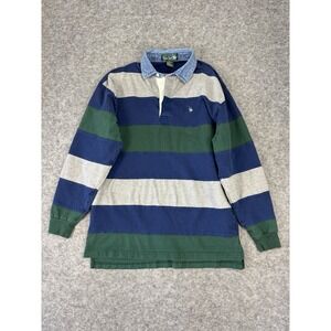 Vintage Kings Court Rugby Shirt Pullover Striped Polo 90s Y2K Mens Size Medium